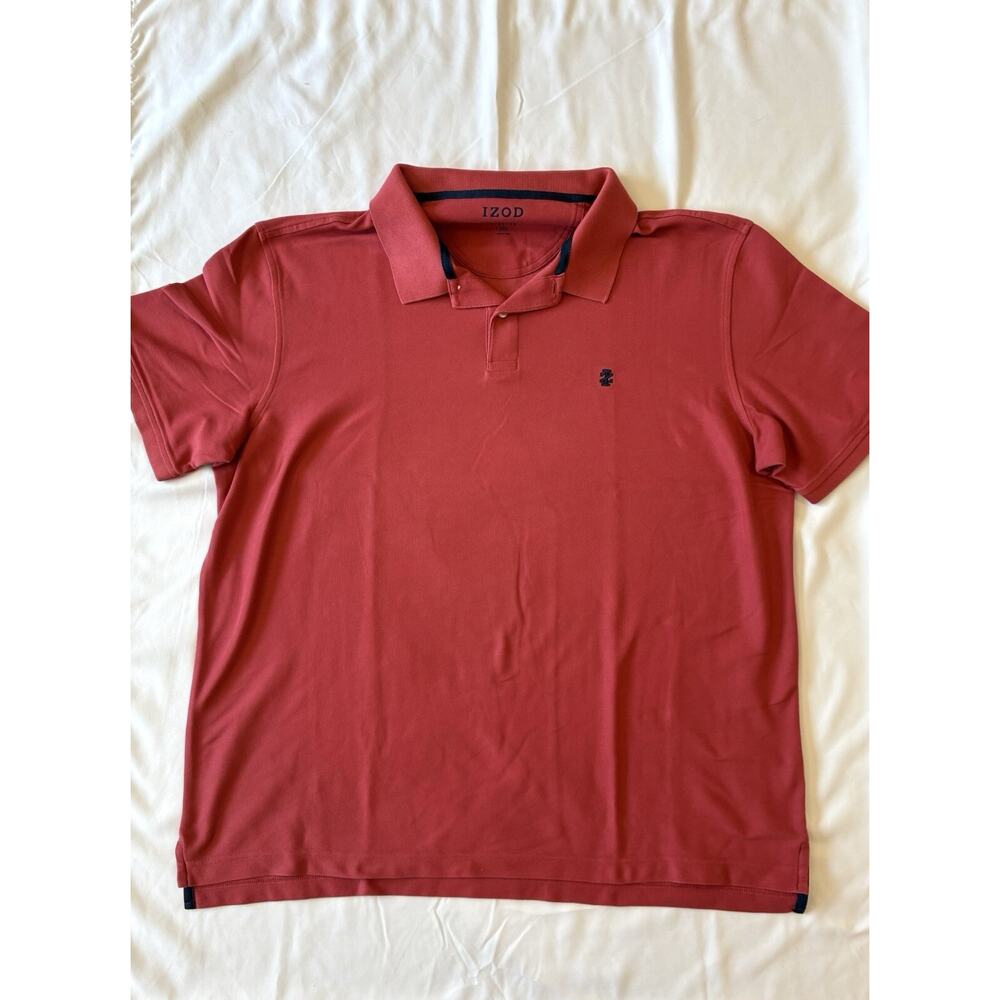IZOD Mens Advantage Performance Natural Stretch Coral Red Polo Shirt Sz XXL